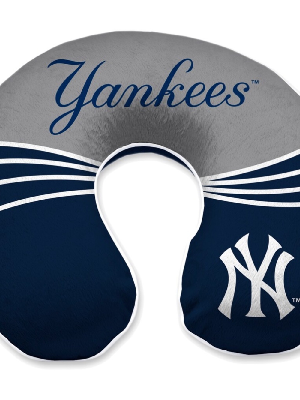 New York Yankees Navy & Gray Wave Memory Foam Travel Neck Pillow